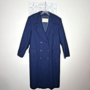 Vintage Pendleton Women's size 10 Virgin Wool Trench Coat Made in USA Navy BLUE